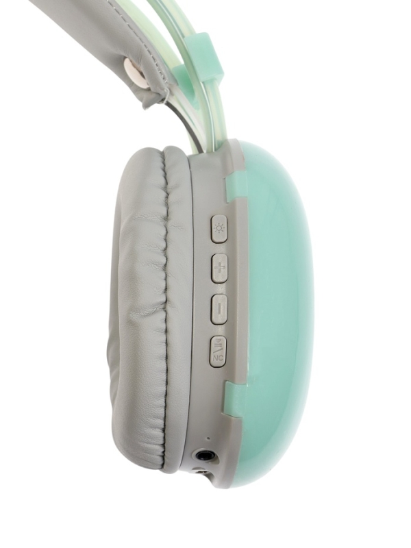 Наушники полноразмерные Mybit W-33, RGB подсветка, BT5.3, 800 мАч, Type-C, зелёные