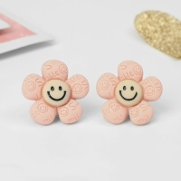 Клипсы детские &laquo;Выбражулька&raquo; цветок смайл, цвет розово-коричневый