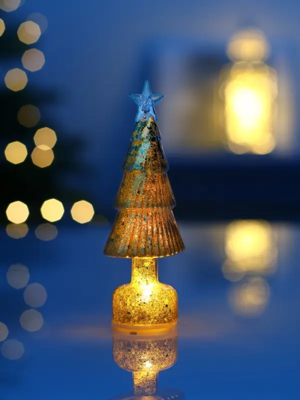 Фигура светодиодная "Елочка золотистая", 1 LED, 15х6 см, от бат. 3xAG13, Т/БЕЛЫЙ