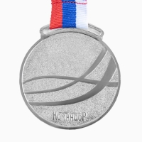 Медаль призовая 083, d= 3,5 см. 2 место. Цвет серебро. С лентой