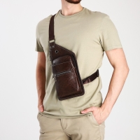 Сумка-слинг мужская из искусственной кожи, цвет коричневый Сумка-слинг мужская из искусственной кожи, цвет коричневый