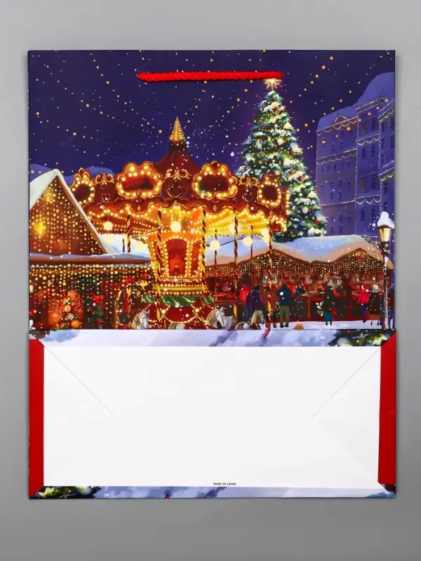 Пакет подарочный новогодний ламинированный, &laquo;Новогодний парк&raquo; , 26&times;12&times;32 см