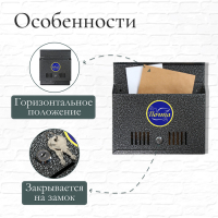 Ящик почтовый с замком, горизонтальный &laquo;Широкий&raquo;, серебристый