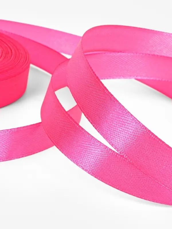 Лента атласная, 12 мм, 23&plusmn;1 м, ярко-розовая №190