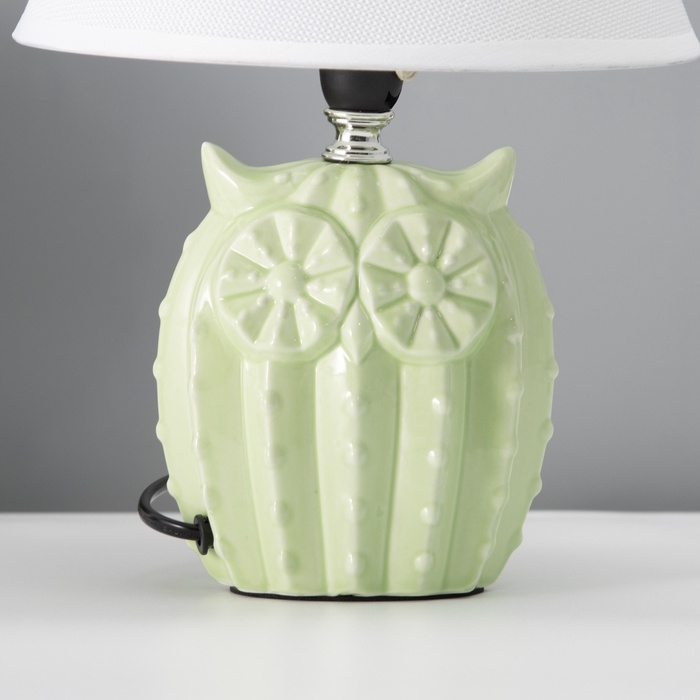 Настольная лампа с абажуром RISALUX &laquo;Сова&raquo;, Е14, 40 Вт, салатовый, 20&times;20&times;29 см
