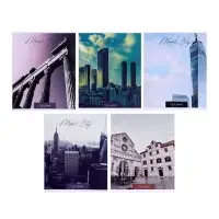 Тетрадь 48 листов в клетку Calligrata &laquo;Города&raquo;, обложка мелованный картон, серые листы, МИКС