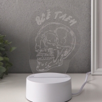 Светильник "Череп. Всё тлен" LED RGB от сети RISALUX 9,5х10,2х14,9 см