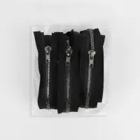 Молния &laquo;Трактор&raquo;, №5, разъёмная, декоративное звено &laquo;Акулий зуб&raquo;, замок автомат, 60 см, цвет чёрный/чёрный никель, цена за 1 штуку