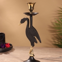 Подсвечник на 1 свечу "Дикая природа" латунь, черный с золотом 12х7,5х23,5 см Подсвечник на 1 свечу "Дикая природа" латунь, черный с золотом 12х7,5х23,5 см