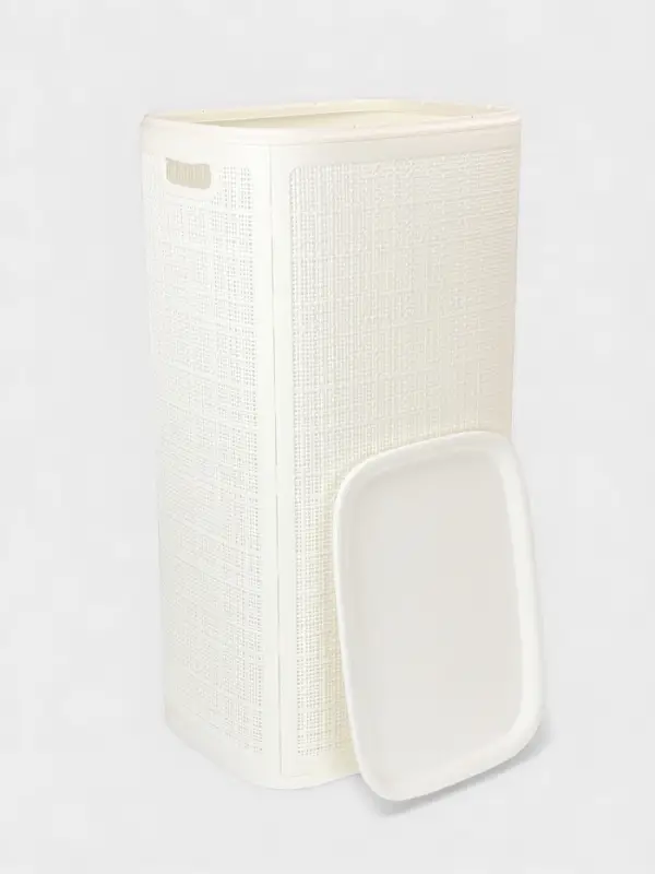 Плетёная корзина для белья с крышкой "Лён" 100л 43&times;32&times;80см, цвет белый