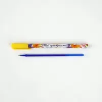 Ручка пластик пиши-стирай с колпачком "С 8 Марта!", синяя паста, гелевая 0,5 мм