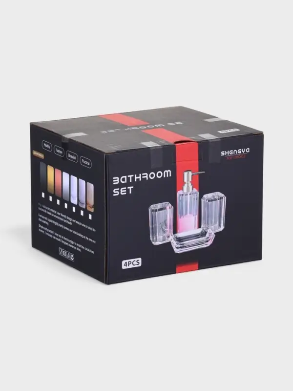 Набор для ванной "Кристалл" 4 предмета (дозатор, 2 стакана, мыльница)