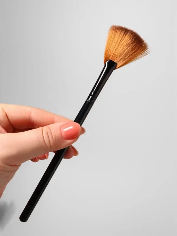 Кисть для макияжа, веерная, 17 (&plusmn;3) см, коричневая