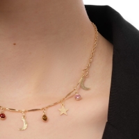 Чокер &laquo;Полумесяц&raquo; фазы луны, цветной в золоте, 35 см