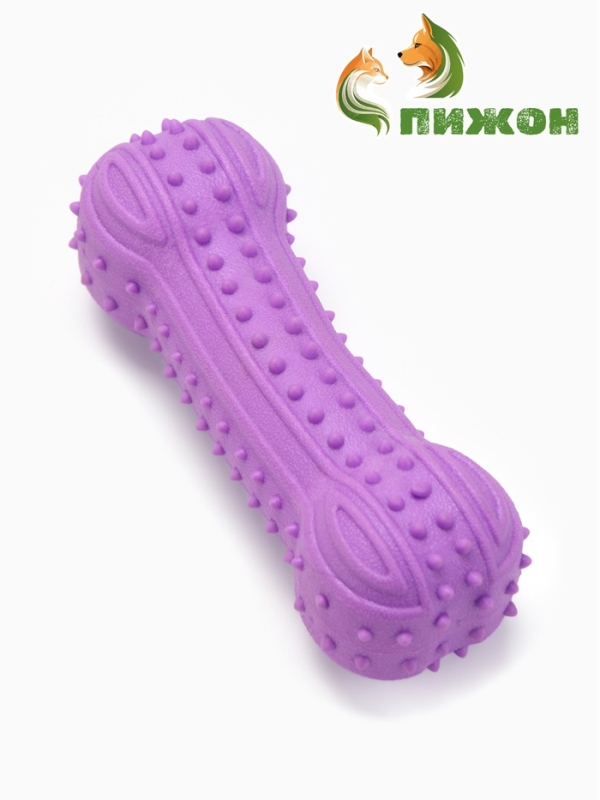 Игрушка жевательная "Пухлая кость", TPR, 12,8 см, фиолетовая