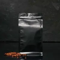 Пакет восьмишовный с дном матовый с отрывным замком , черный, 14 х 24 см