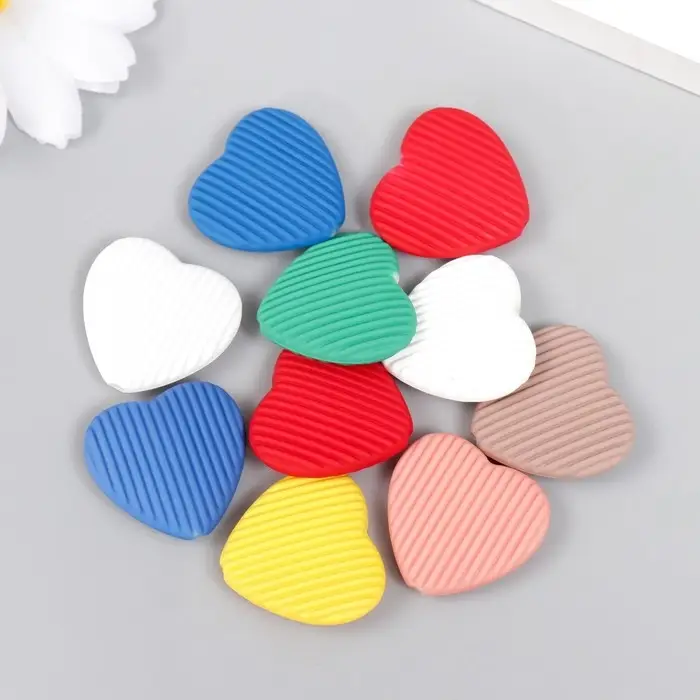 Набор бусин для рукоделия и плетения &laquo;Арт Узор. Ребристые сердца&raquo;, 10 шт., акрил, 0.6&times;2.4&times;2.2 см, МИКС