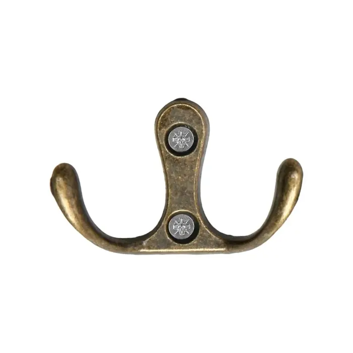 Крючок мебельный ТУНДРА TKd=005, двухрожковый, бронза, 5 шт.