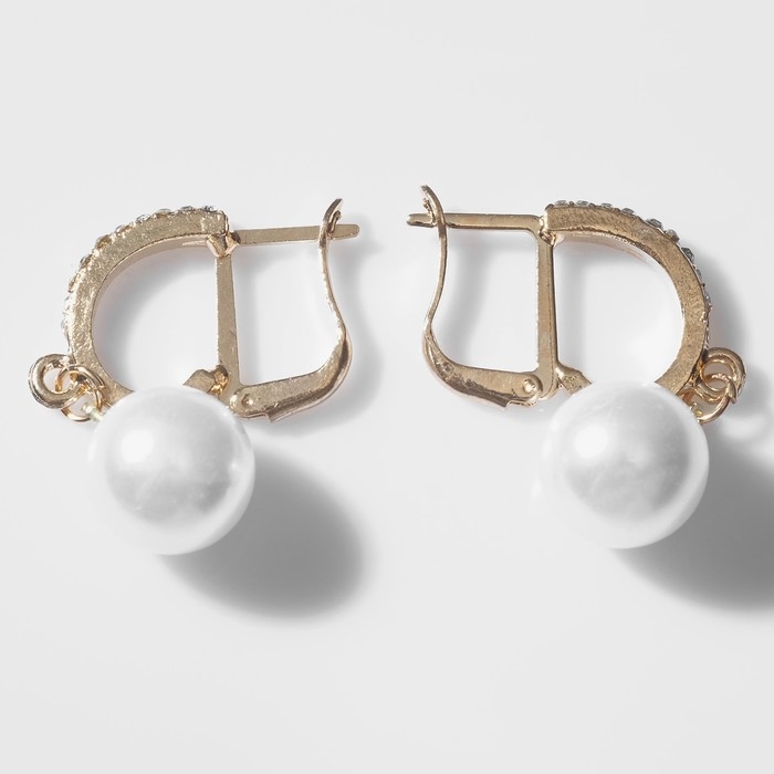 Серьги с жемчугом &laquo;Грейс&raquo; две бусины, цвет белый в золоте, шар №20