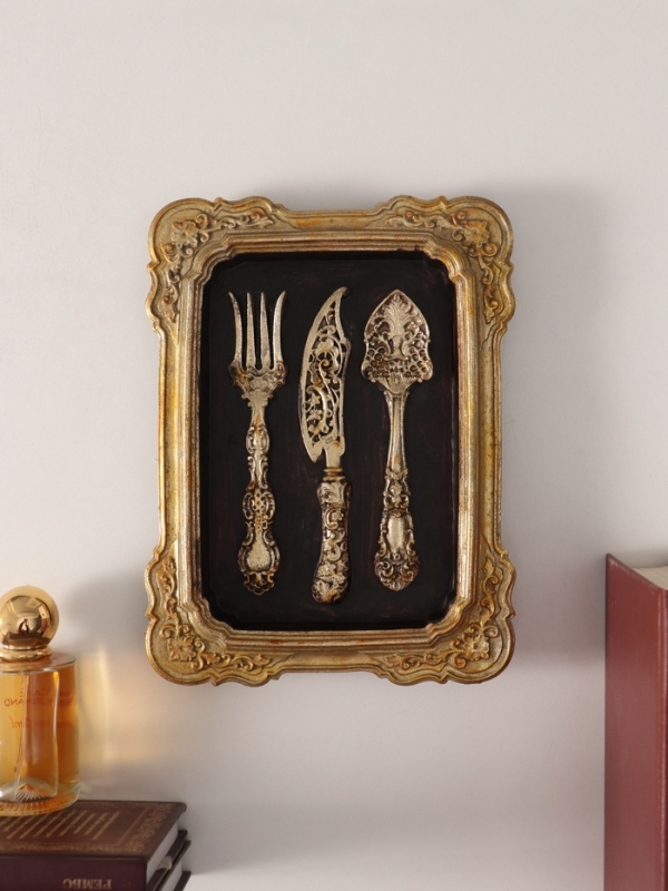 Панно интерьерное полистоун "Винтаж. Столовые приборы" 23х17х3 см