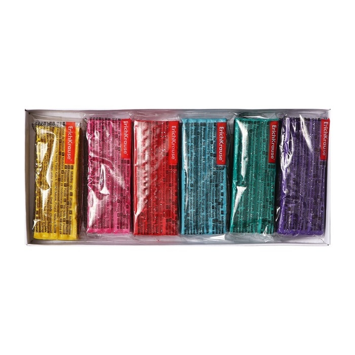 Пластилин 6 цветов, 108 г, ErichKrause "Kids Space Animals Glitter", с блестками, со стеком, в картонной упаковке