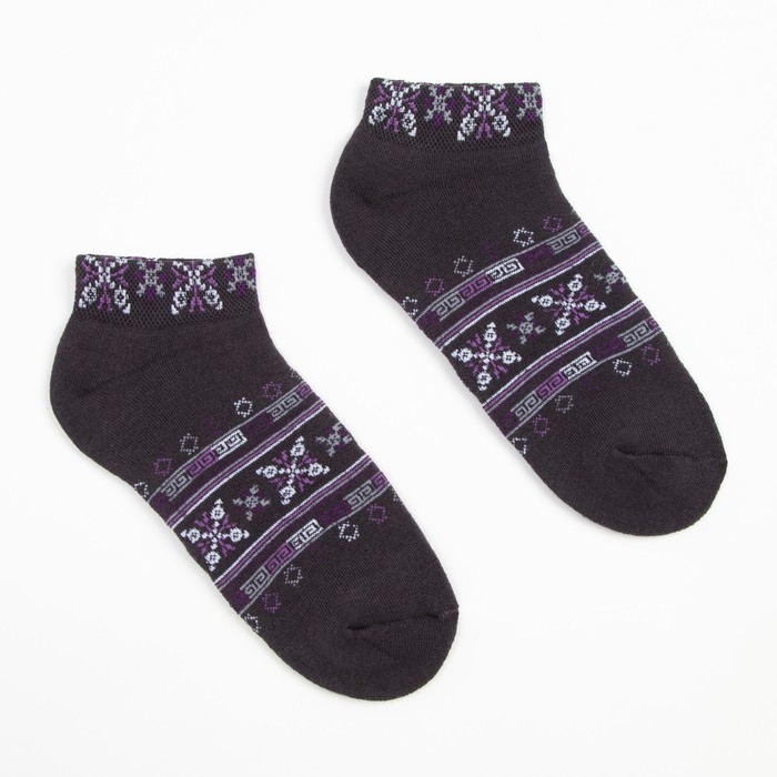 Носки женские укороченные махровые &laquo;Снежинки&raquo; цвет тёмно-серый, размер 23-25