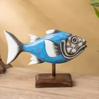 Сувенир "Рыба" дерево 25х7х18 см, цв. бирюзовый