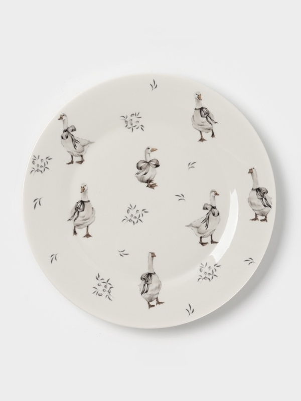 Тарелка обеденная Доляна "Гуси" цвет белый  25,5х2,5 см