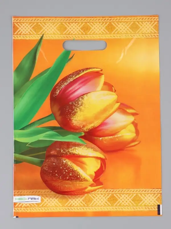 Пакет "Желтые тюльпаны, полиэтиленовый с вырубной ручкой 30х40 см, 60 мкм