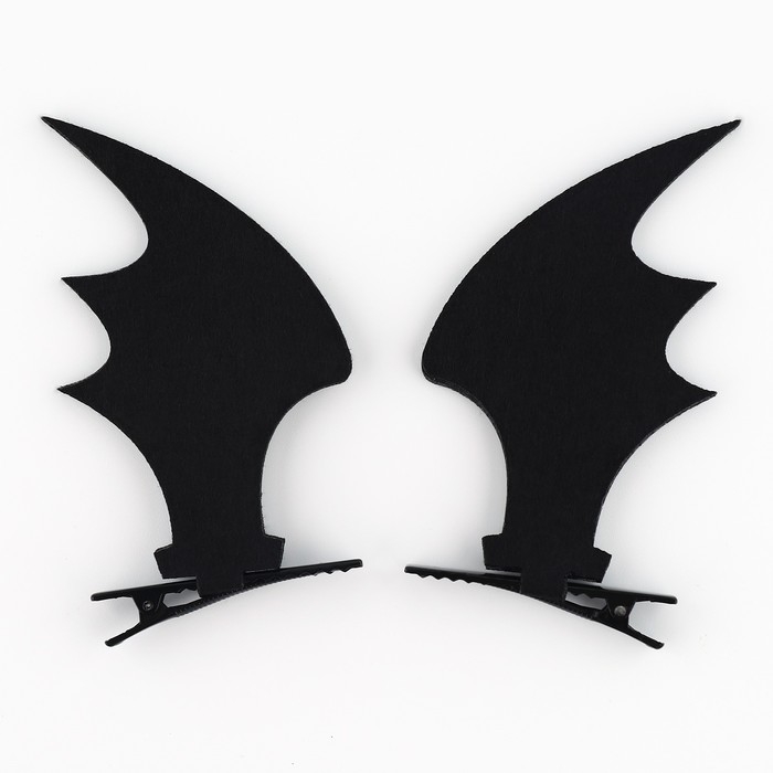 Заколки для волос ушки &laquo;Крылья&raquo;, черные, 2 шт, 11 х 12 см