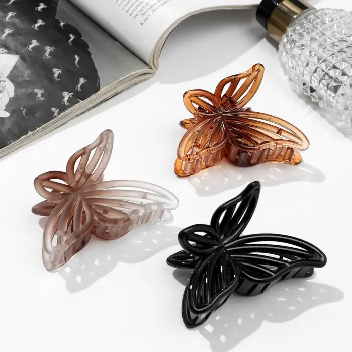 Крабик для волос &laquo;Глянец&raquo;, бабочка полоски, 7 см, МИКС