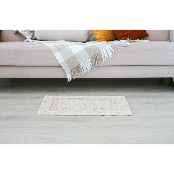 Коврик для дома Доляна &laquo;Листья&raquo;, 50&times;80 см, цвет бежевый