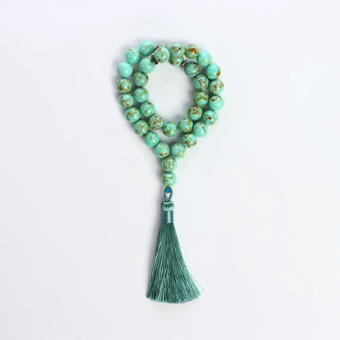 Чётки мусульманские шар №10 &laquo;Бирюза старая&raquo;, 35 бусин через перемычку