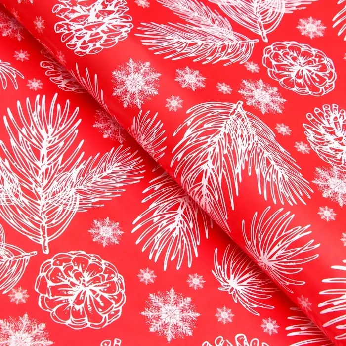 Бумага упаковочная &laquo;Снегири&raquo;, глянец, двусторонняя, 80 г/м&sup2; , 70&times;100 см