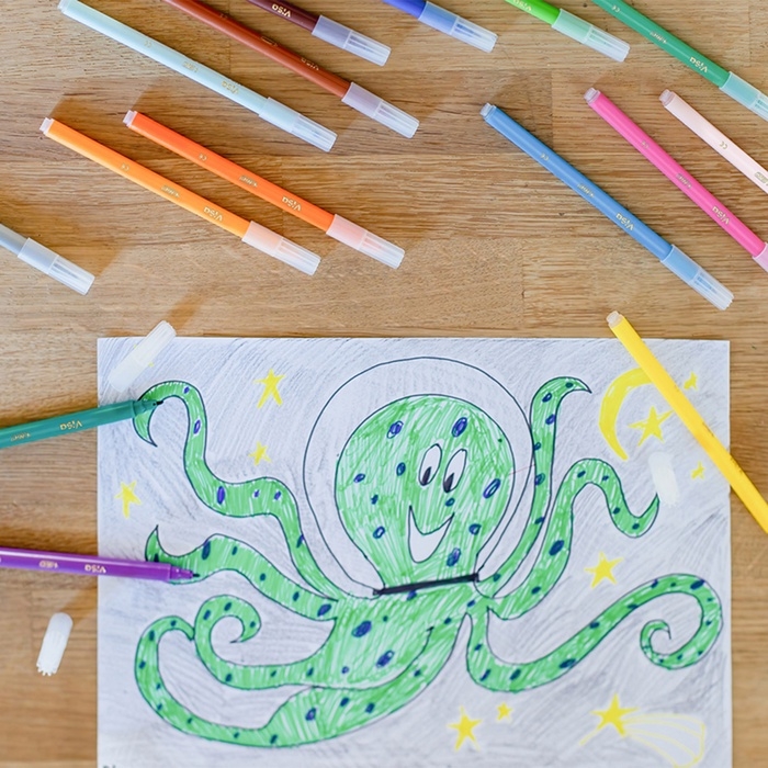 Фломастеры 18 цветов BIC Kids Visa, детские, смываемые, тонкое письмо