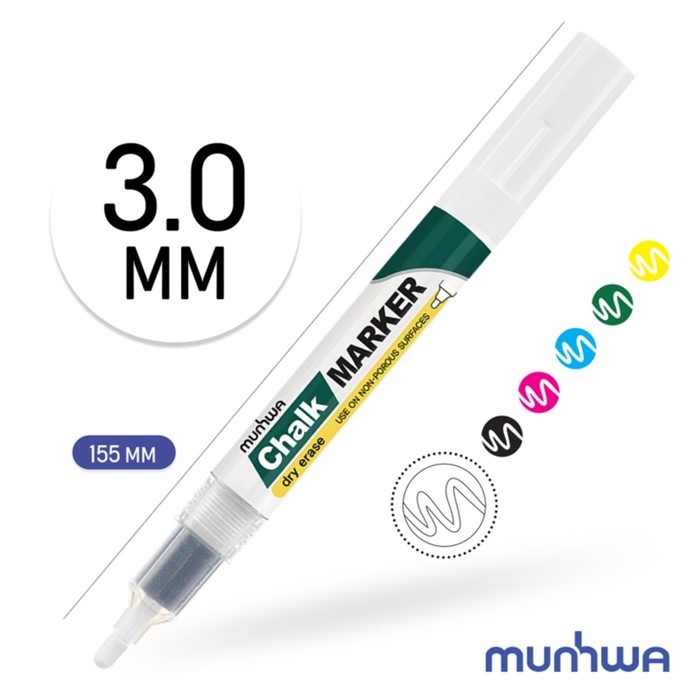 Маркер меловой MunHwa CM-05, 3.0 мм, белый Маркер меловой MunHwa CM-05, 3.0 мм, белый