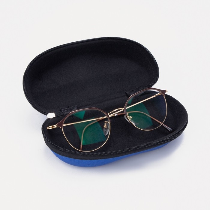 Футляр для очков молнии, длина 16 см, цвет синий