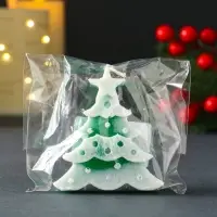 Свеча новогодняя "Ёлочка с огоньками" 60х70 мм, зелёный