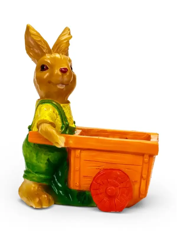 Фигурное кашпо 13 х 18 х 17см  "Заяц с тележкой"
