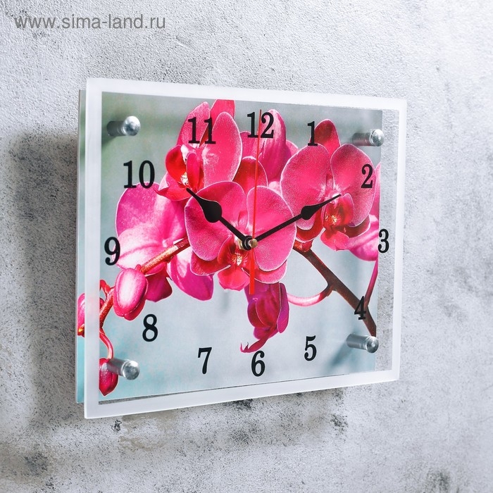 Часы-картина настенные, серия: Цветы, "Розовая орхидея", 20 х 25 см