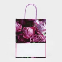 Пакет крафт &laquo;Пионы&raquo;, 22 х 12 х 27 см, 1 шт
