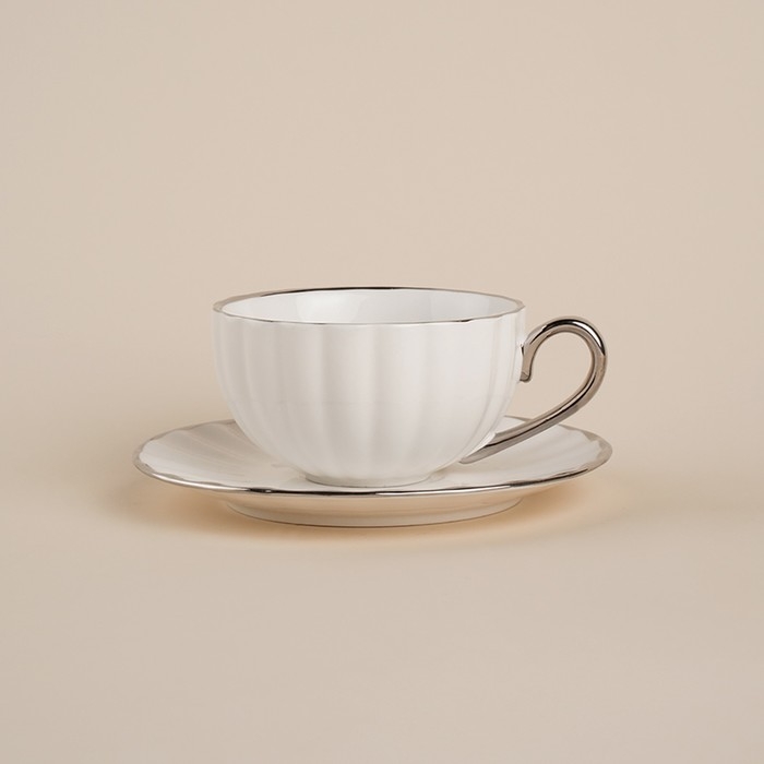 Чайная пара фарфоровая SL Home &laquo;Гарда&raquo;, 2 предмета: чашка 200 мл, блюдце d=15 см, цвет белый