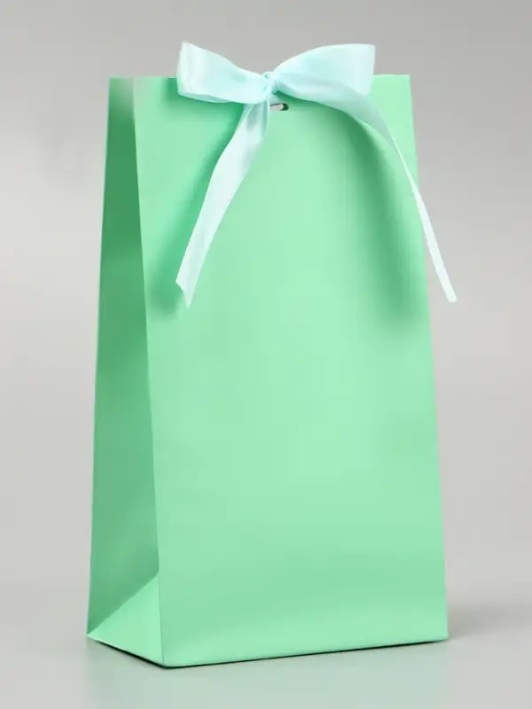 Пакет подарочный с лентой &laquo;Бирюзовый&raquo; 13&times;23&times;7 см, 1 шт.