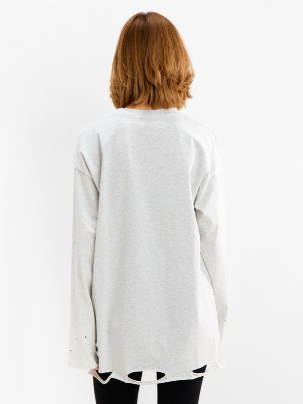 Футболка с длин. рукавом женский MINAKU: One Most Brand, цвет серый-меланж, ONESIZE