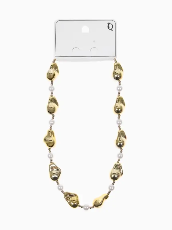 Бусы "Жемчуг Борокко", цвет белый в золоте 40+удл