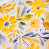 Блюдо "Желтые и синие цветы" дерево манго 25х25х4,5 см