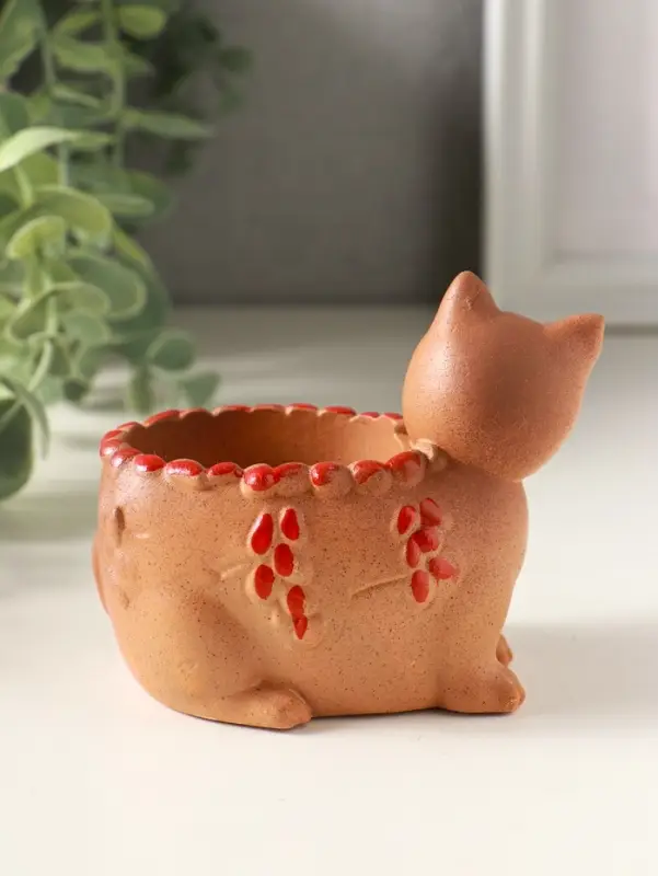 Подставка для мелочей &laquo;Кошка с котенком&raquo; 8&times;9&times;6 см, охра, гипс