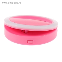 Светодиодная кольцевая лампа для телефона Luazon AKS-03, от батареек, 3 режима, розовая Светодиодная кольцевая лампа для телефона Luazon AKS-03, от батареек, 3 режима, розовая
