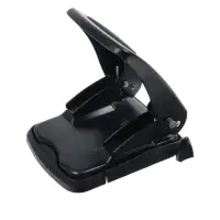 Дырокол 40л метал черный, с линейкой