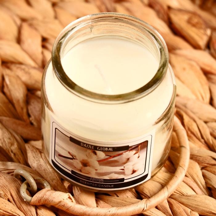 Свеча в банке "Цветок хлопок" 82 гр 6х9х9 см